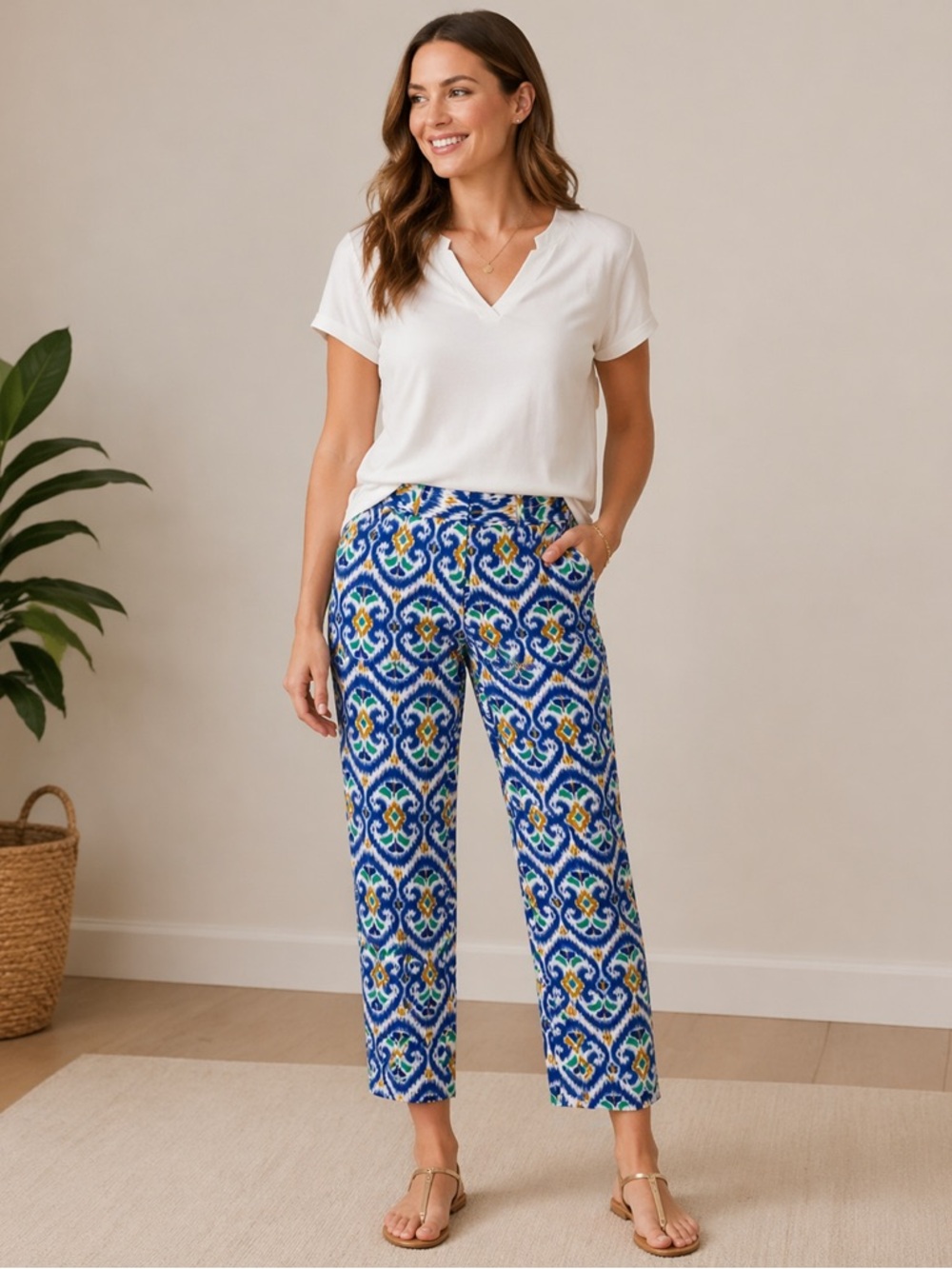 Peter Millar Blue Patterned Ankle Pants